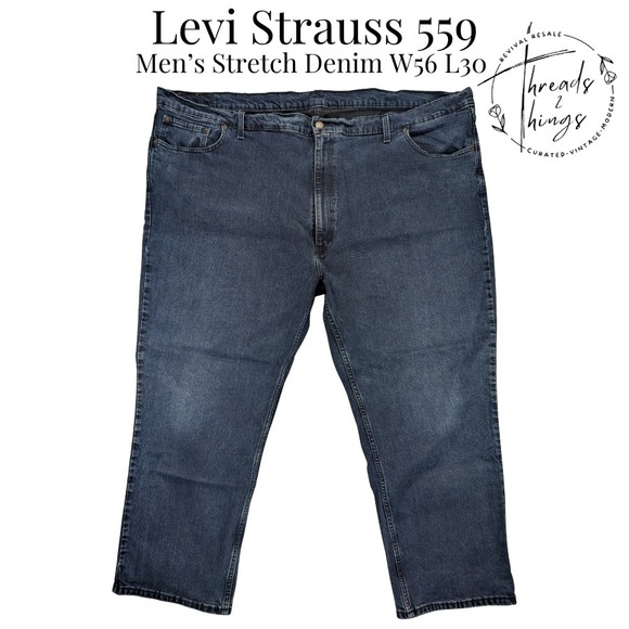 Levi's Other - Levi's 559 Jeans Men W56 L30 Blue Denim BIG Stretch Relaxed Classic Straight EUC